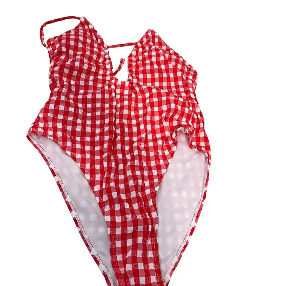 Wild Fable Women's Red Check Pattern Keyhole One Piece Swimsuit - Size XS - NWT